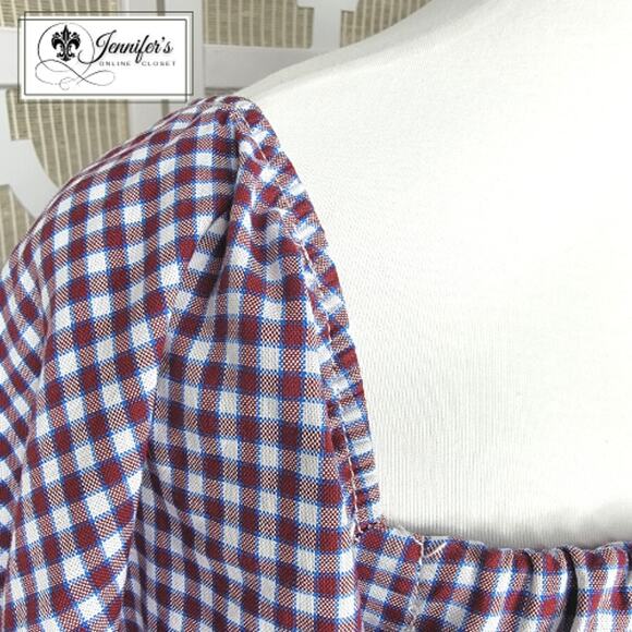 Petersyn Women's Plaid Print Off-The-Shoulder Blouse Size M - Picture 4 of 10